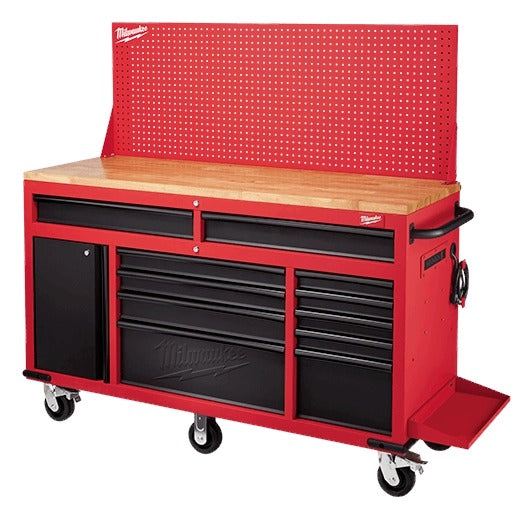 Milwaukee 61" 11-Drawer Mobile Workbench with Pegboard 48-22-8561
